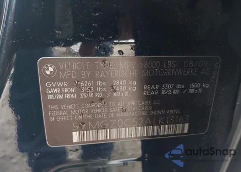 2010 BMW X6 M from USA, damaged, VIN 5YMGZ0C52ALK13163